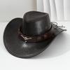 Unisex Vintage Faux Leather Western Cowboy Hat Outdoor Gentleman Cowgirl Jazz Cap Sombrero Hombre Cowboy Hat