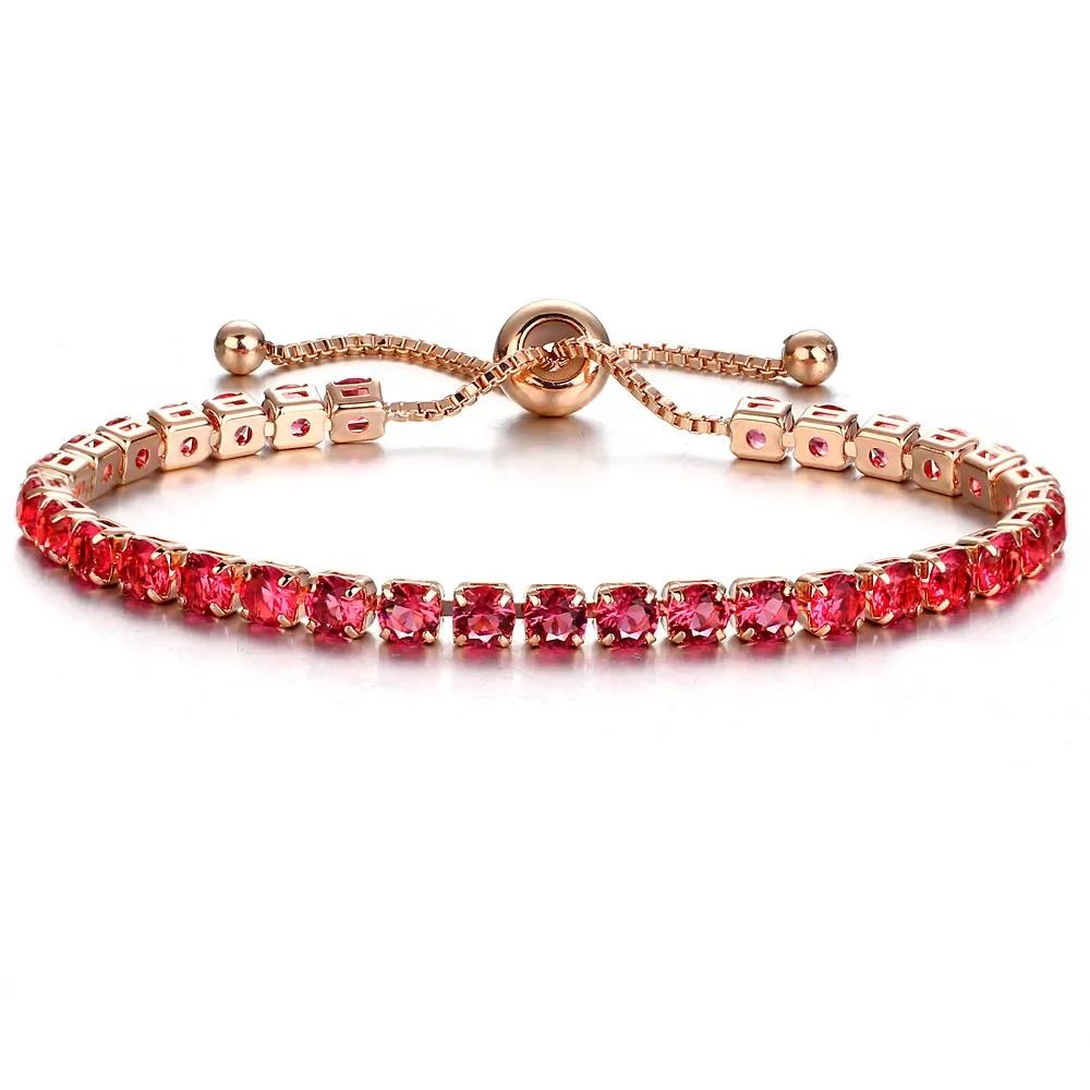 Fashion Shiny Crystal Push-pull Bracelet Light Luxury Micro-inlaid Zircon Bracelet Women s Simple Adjustable Jewelry красный