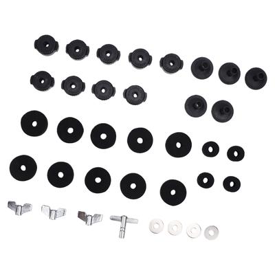 36 Pcs Cymbal Replacement Parts Drum Accessories Kit Wing Nuts Felt Washers Drum Key Plastic Sleeves for Secure Locking