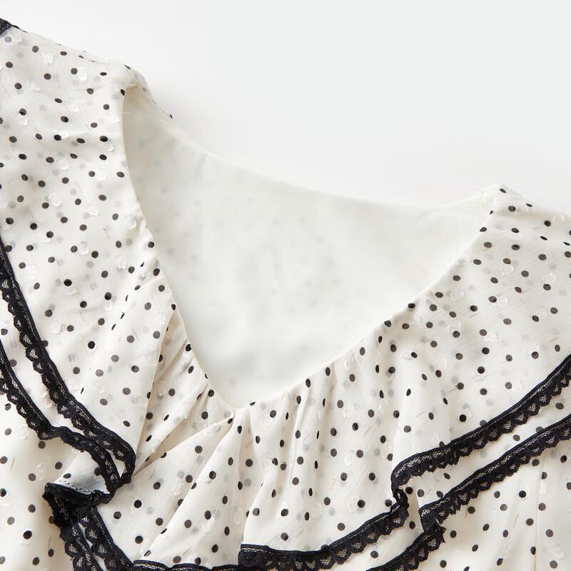 Qiushuiyiren Elegant Contrast Lace A-Line Midi Dress