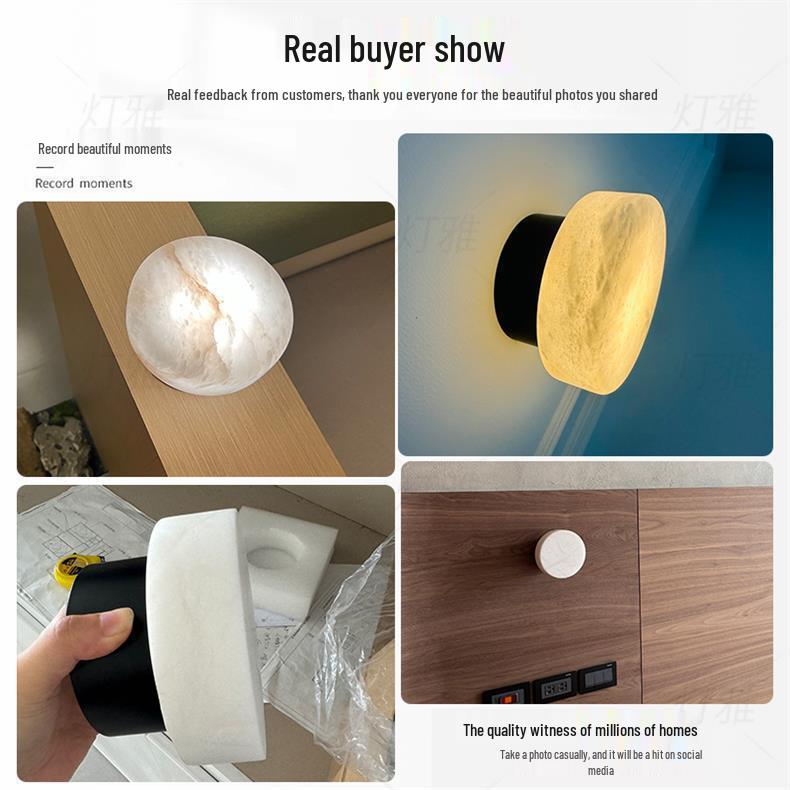 Minimalist Round Marble Wall Lamp for Bedroom, Hallway, or Balcony