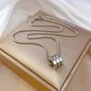 Three-Ring Small Waist Personality Minimalist Wind Stove Real Gold Necklace Female Collarbone Chain