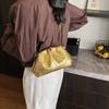 Glossy Cloud Bag Gold Silver Pleated Dumpling Bag Women's New Niche Design Single Shoulder Messenger Bag