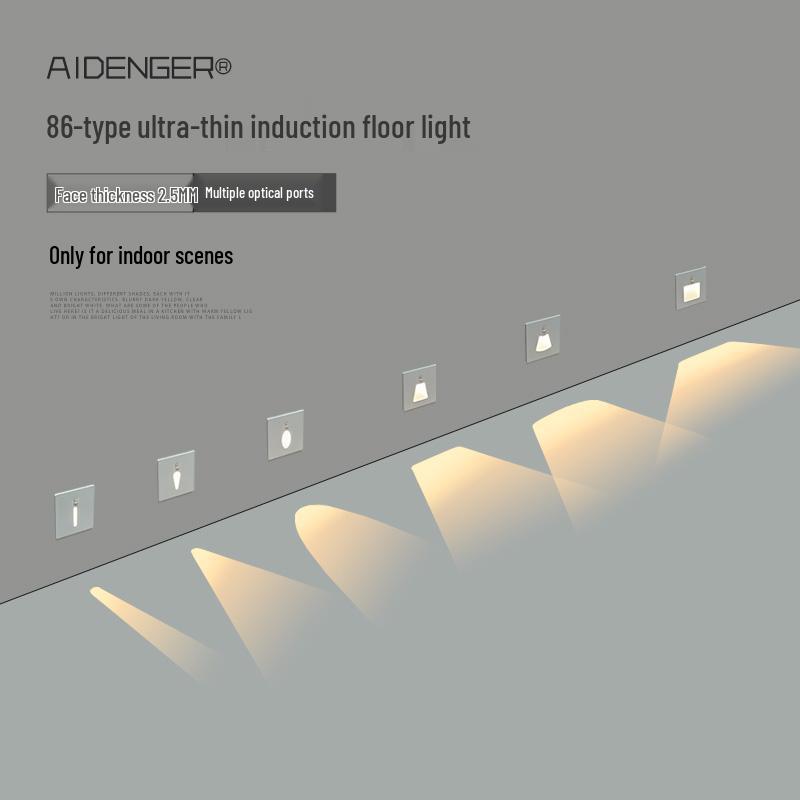 Ultracienka lampka nocna z czujnikiem magnetycznym do wbudowania typu 86 na schody i korytarze