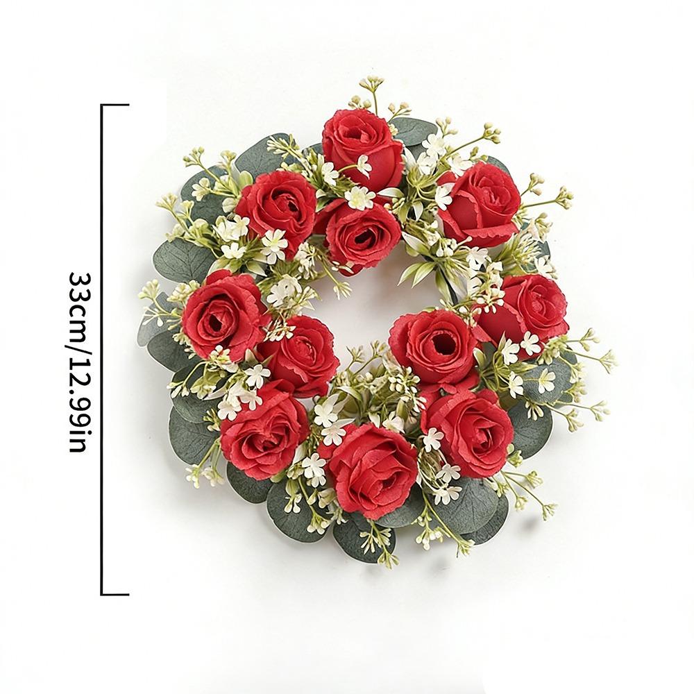 23/33cm Size Artificial Flowers Wreath Silk Material Garland Style Artificial Flowers Garland Wreath Shape Silk Fake Flower