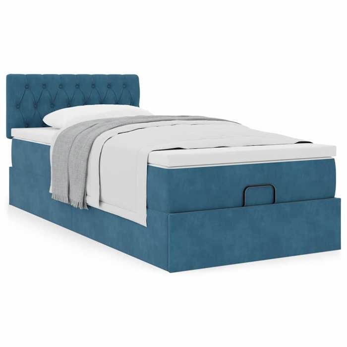 Maison Exclusive - Cadre de lit ottoman avec matelas bleu foncé 100x200 cm velours