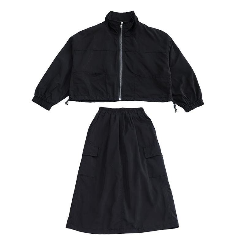 Fashion Girls Autumn Two-piece Korean Style Children's Casual Long-sleeved Jacket And Skirt