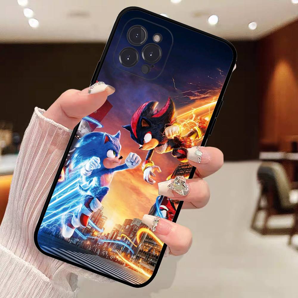 Game Sonic Movie Anime Phone Case For Iphone 17 16 15 14 13 12 11 Pro Max Plus Black Shell Cover Case