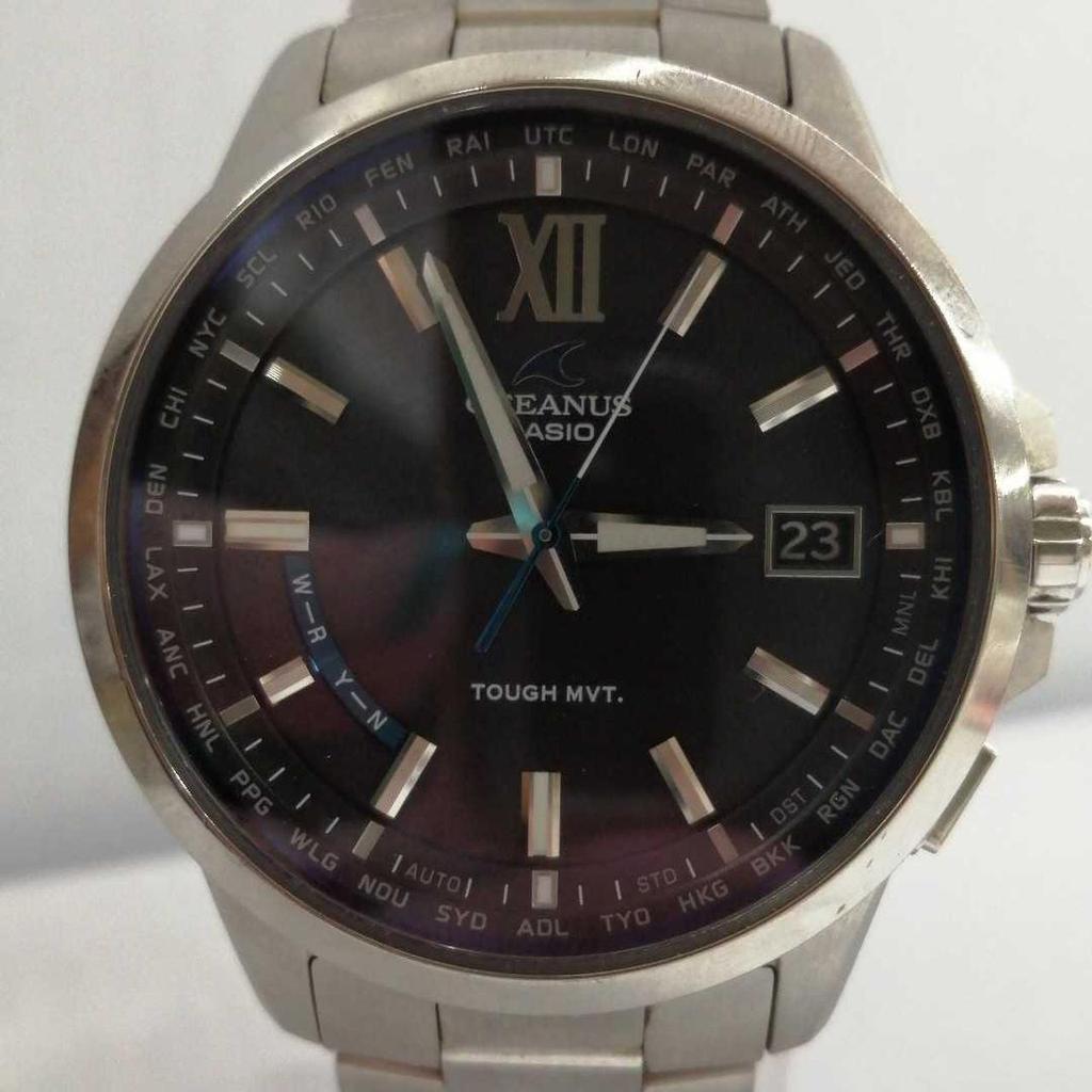 Used CASIO OCW-T150 Silver Many Scratches OCEANUS