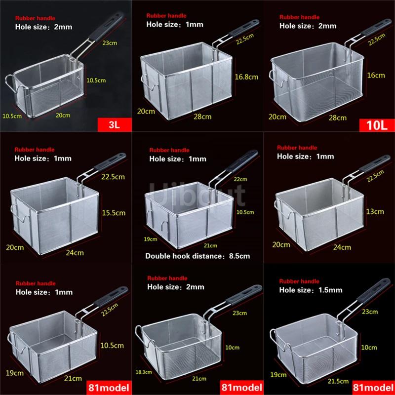 French Fries Frying Basket Net Food Basket Stainless Steel Fry Frame Square Oil Filter Frying Basket Frying Screen Strainer