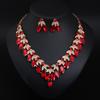 Shining Temperament Crystal Gemstone Necklace Earrings Set Dress Wedding Dinner Women'S Jewelry