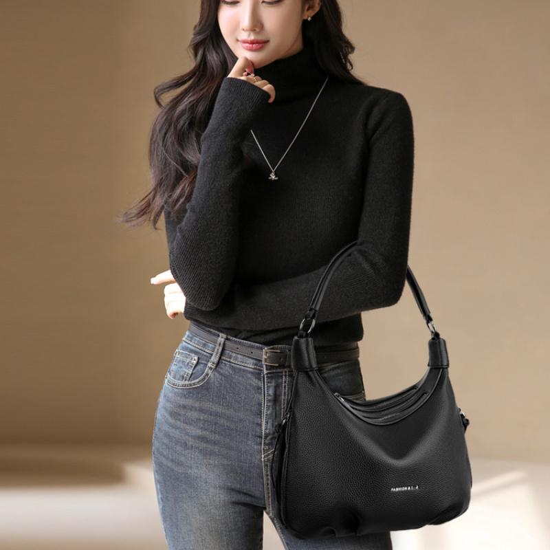 Women’s Soft PU Leather Shoulder Bag & Crossbody Bag 2026 Fashion Solid Color Large Capacity Casual Daily Handbag with Adjustable Strap Zipper