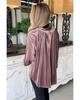 Azura Exchange Rose Tan Button Keyhole Back Velvet Swing Top