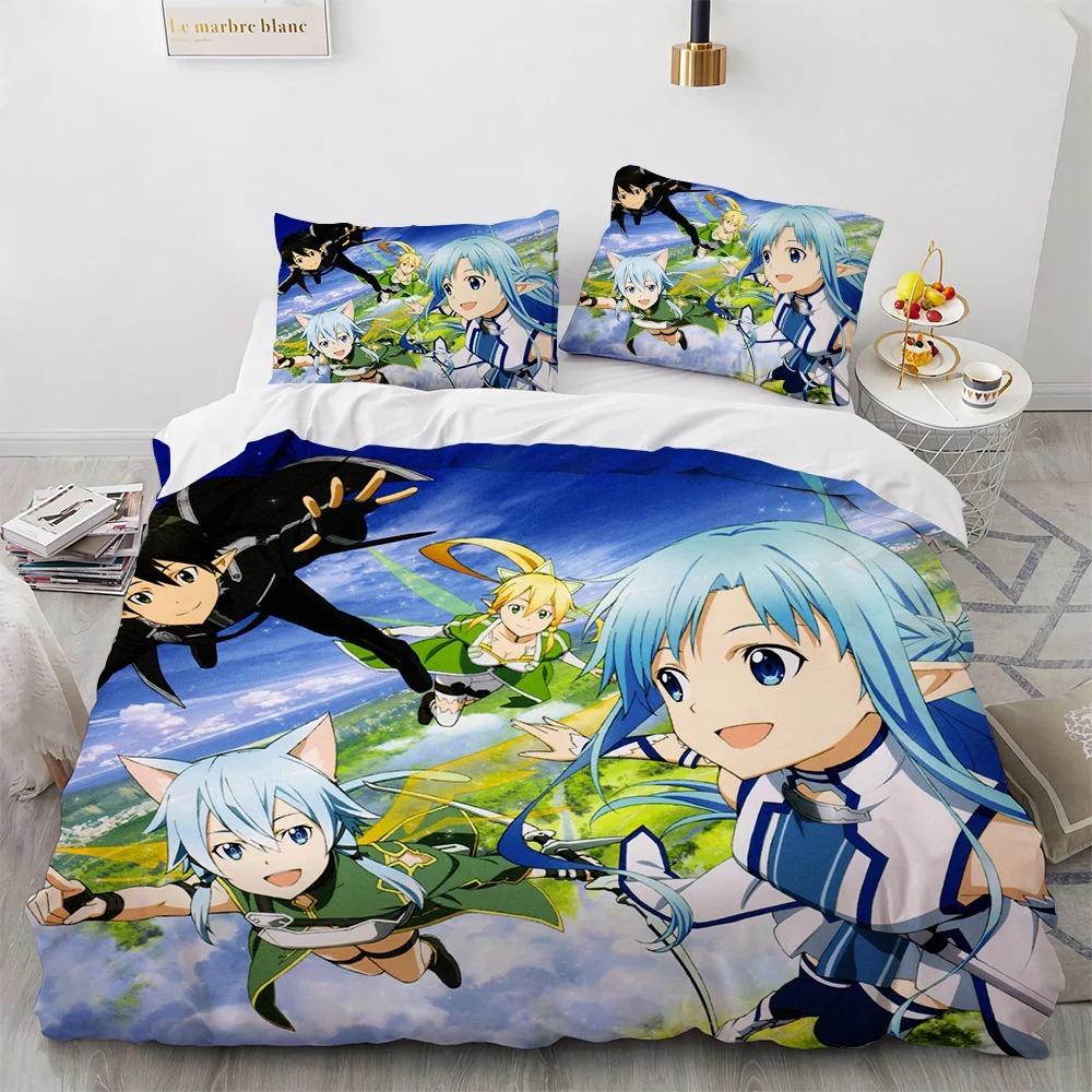 Sword Art Online Bettwäsche-Set, Anime-Bettbezüge, King-Size-Bett, Queen-Size-Bett, Doppelbett, Einzelbett ...
