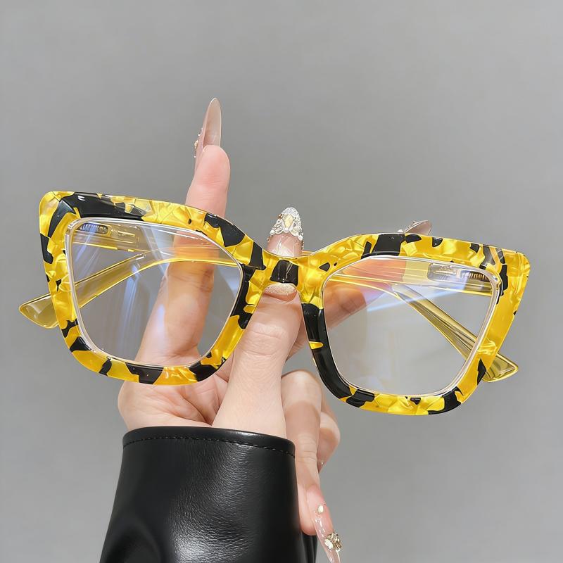 Ladies Flora Printed Reading Glasses Stylish Cat Eye Far Sight Eyeglasses Retro Oversized Anti-blue Presbyopia for Women Men