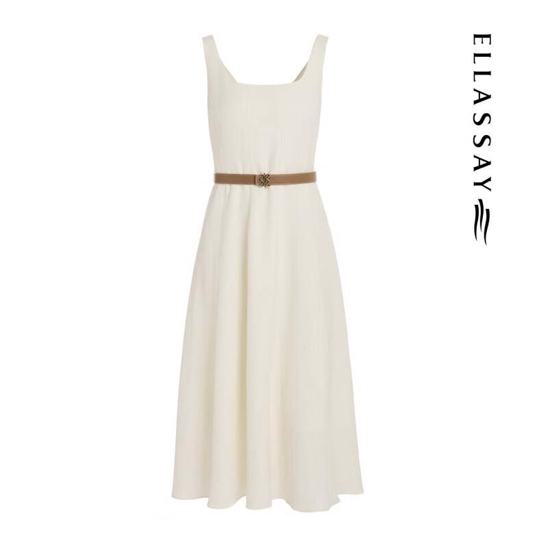 ELLASSAY Elegant A-line Midi Dress with Waist Tie