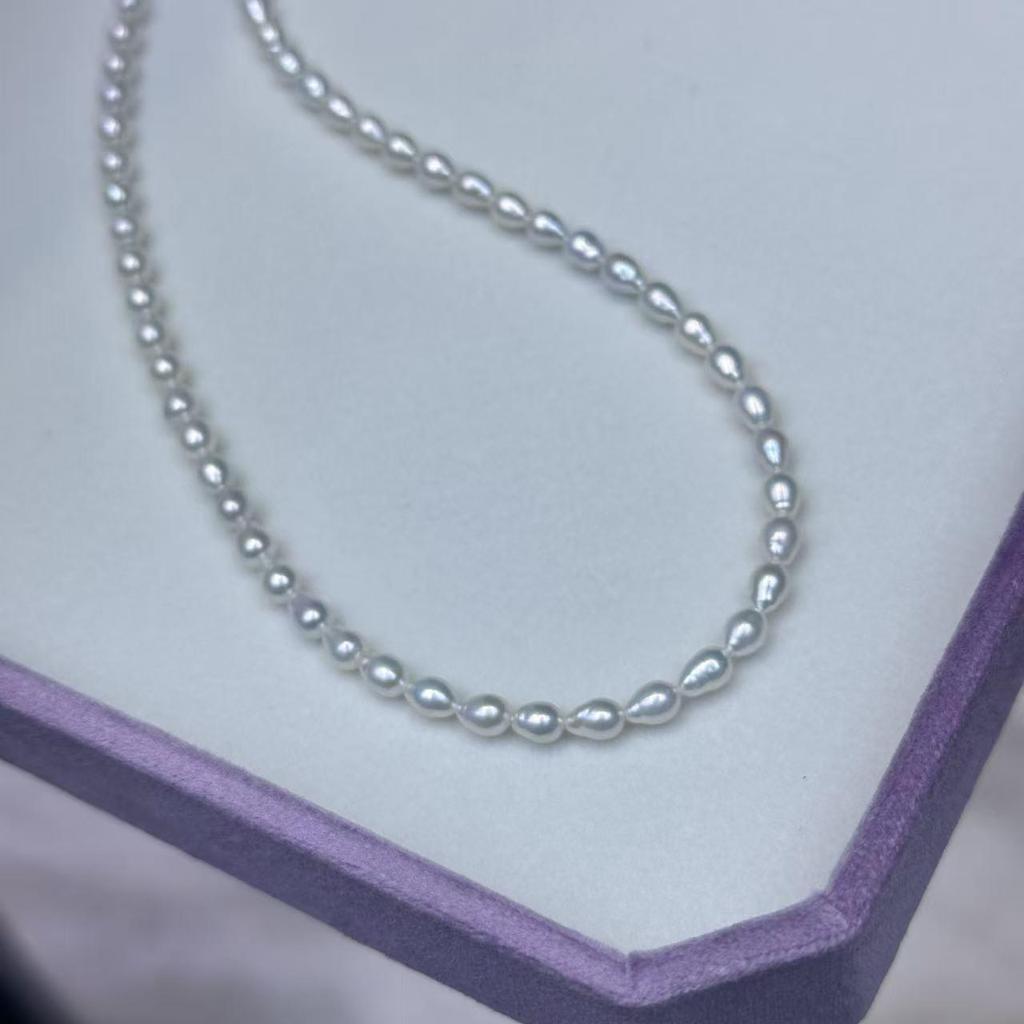 Freshwater Akoya Seed Bead Necklace 2-6mm Strong Luster Keshi Semi-Finished DIY Pearl Jewelry