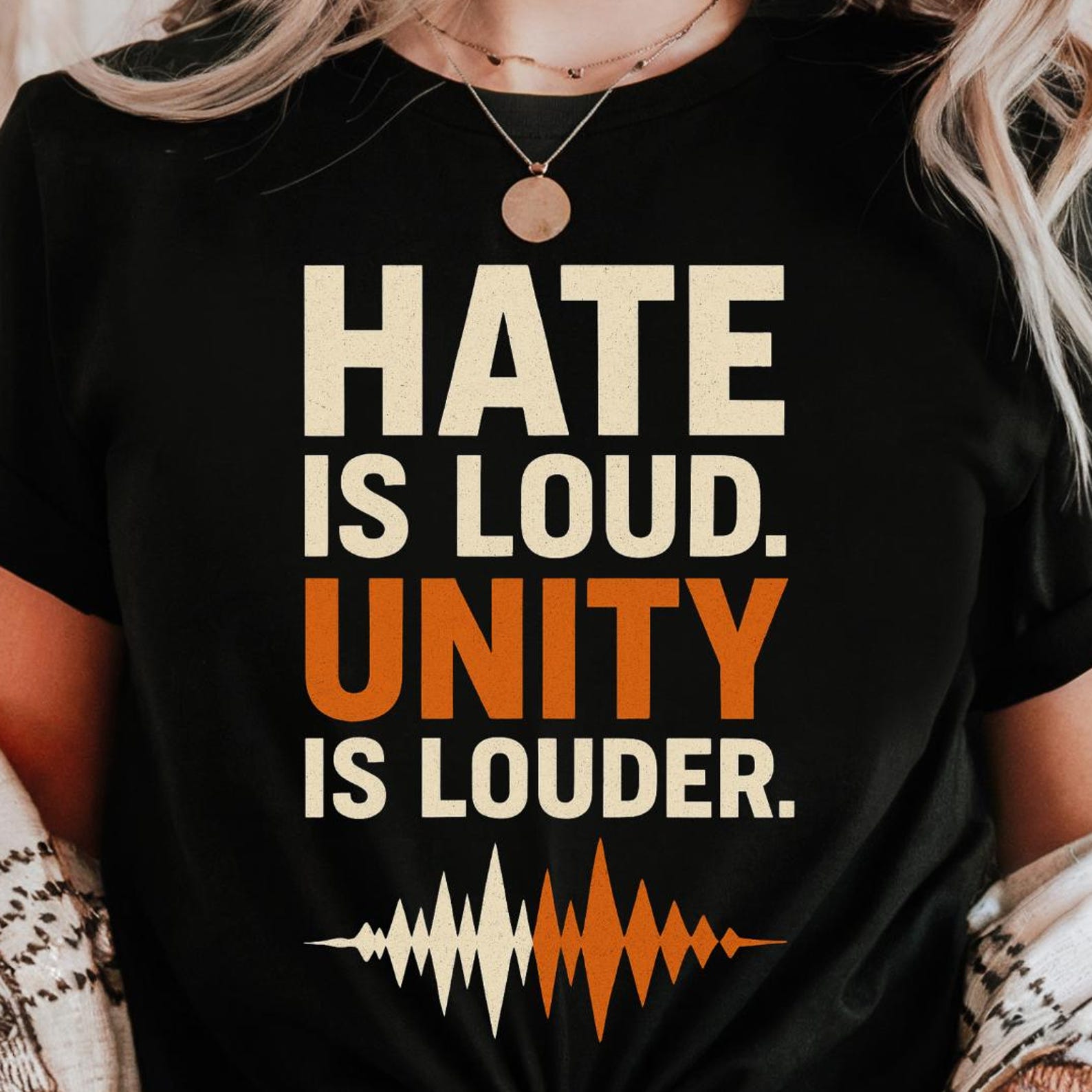 Unity Is Louder Graphic Tee | Anti-Hate Statement Shirt L