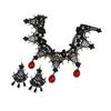 European and American dark style retro niche black lace necklace ruby necklace women's fringed earrings high-end set