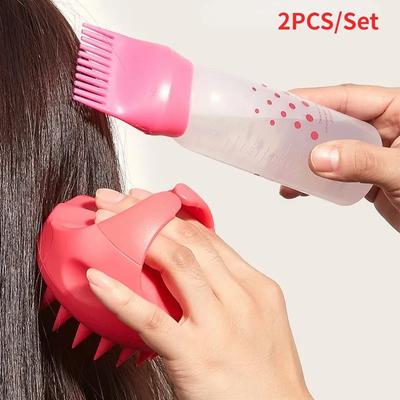 2 db/szett Hajfesték Adagoló Palackok Ecsettel Hajolajhoz Spray Palack Hajfestéshez Sampon Fodrászat Színező Eszközök