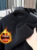 2025 Winter Men's Plus Velvet Round Neck Sweater: Casual, Simple, Warm Knitwear for Middle-Aged Comfort
