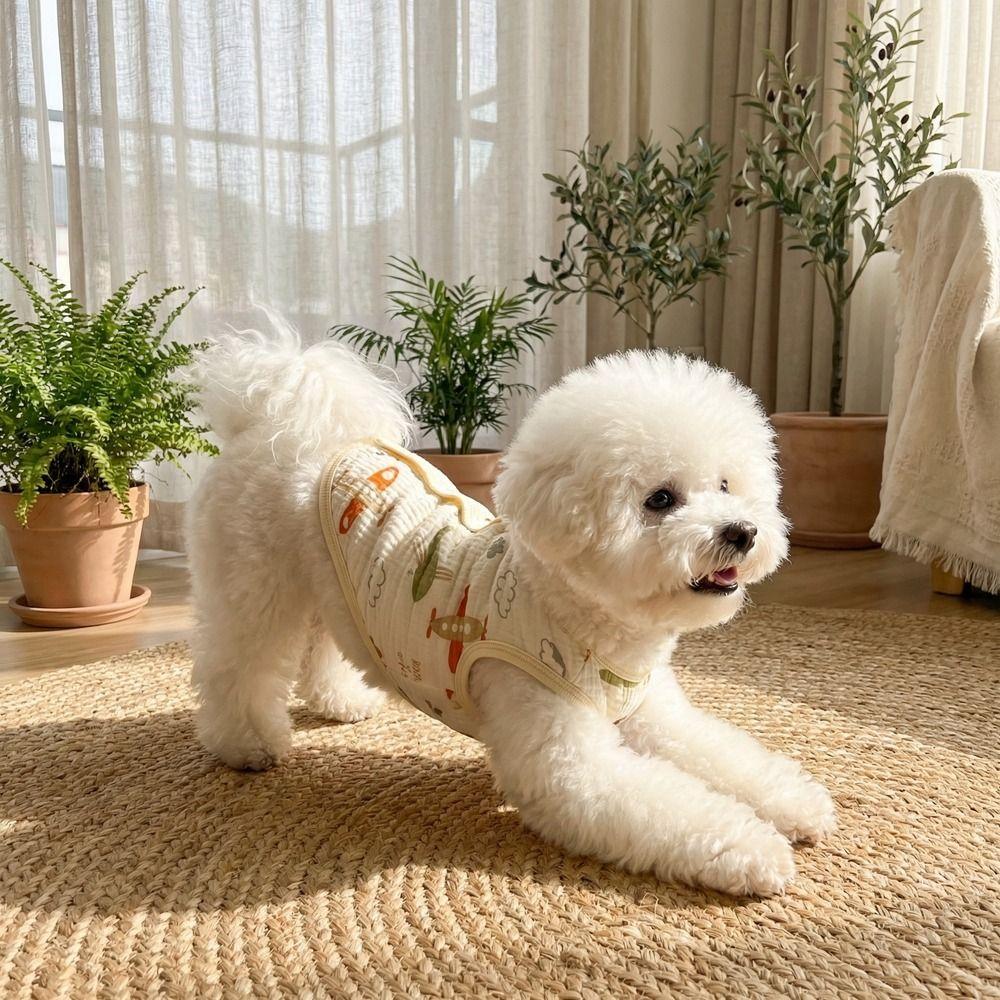 Breathable Dog Vest Cartoon Print Pet Sleeveless Pullover Puppy Short Shirt Indoor Wear