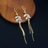 Japan and South Korea Exquisite Fashion Light Luxury Zircon Wheat Ear Long Fringed Earrings, Simple and Thin Earrings with Personality and Temperament