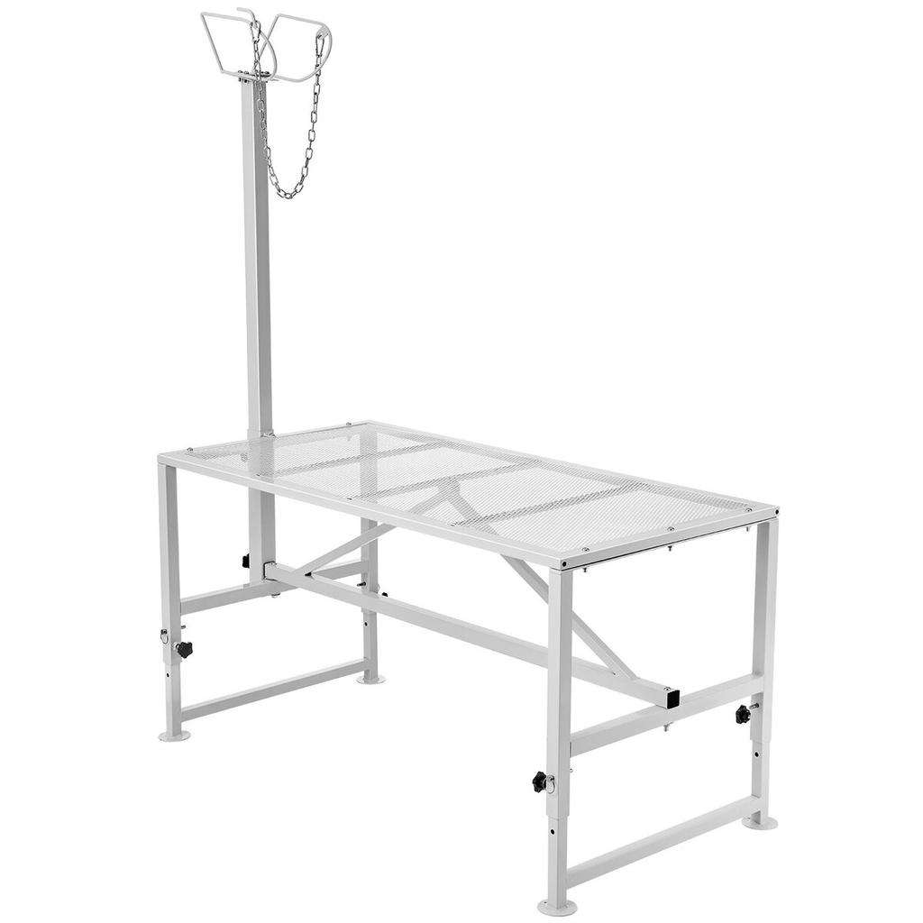Supporto per bestiame Supporto per tosatura capre Altezza 21"-33" 47x23 in Piano del tavolo Bianco