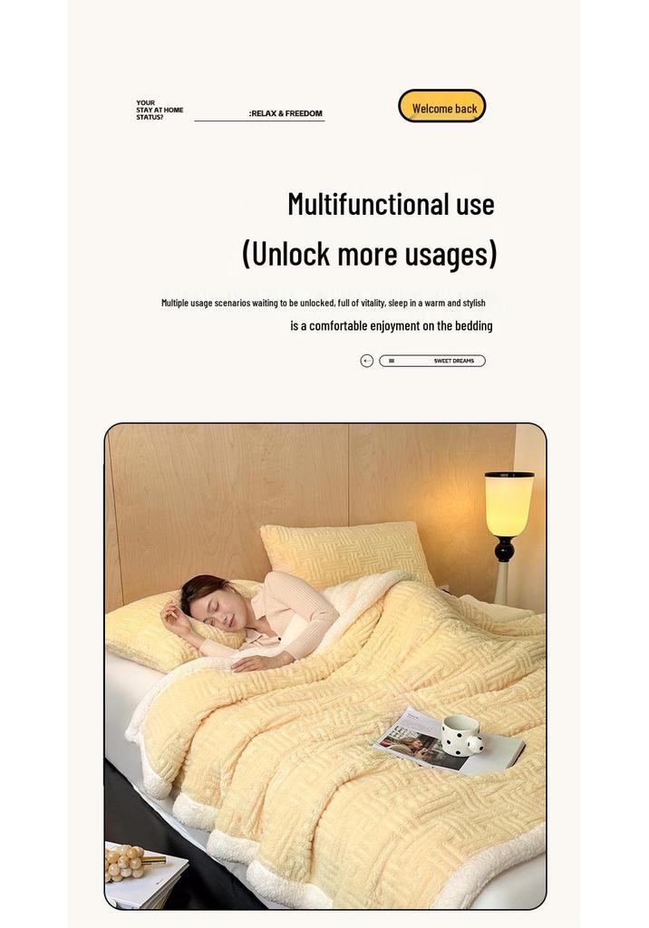 Soft Jacquard Lambswool Cotton Fleece Blanket for Autumn/Winter