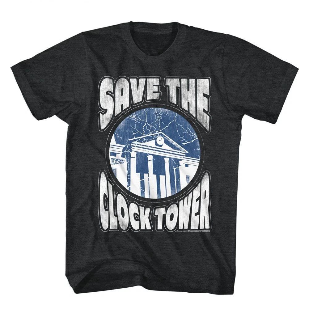 Back To The Future Clocktower Charcoal Heather Movie Shirt 100