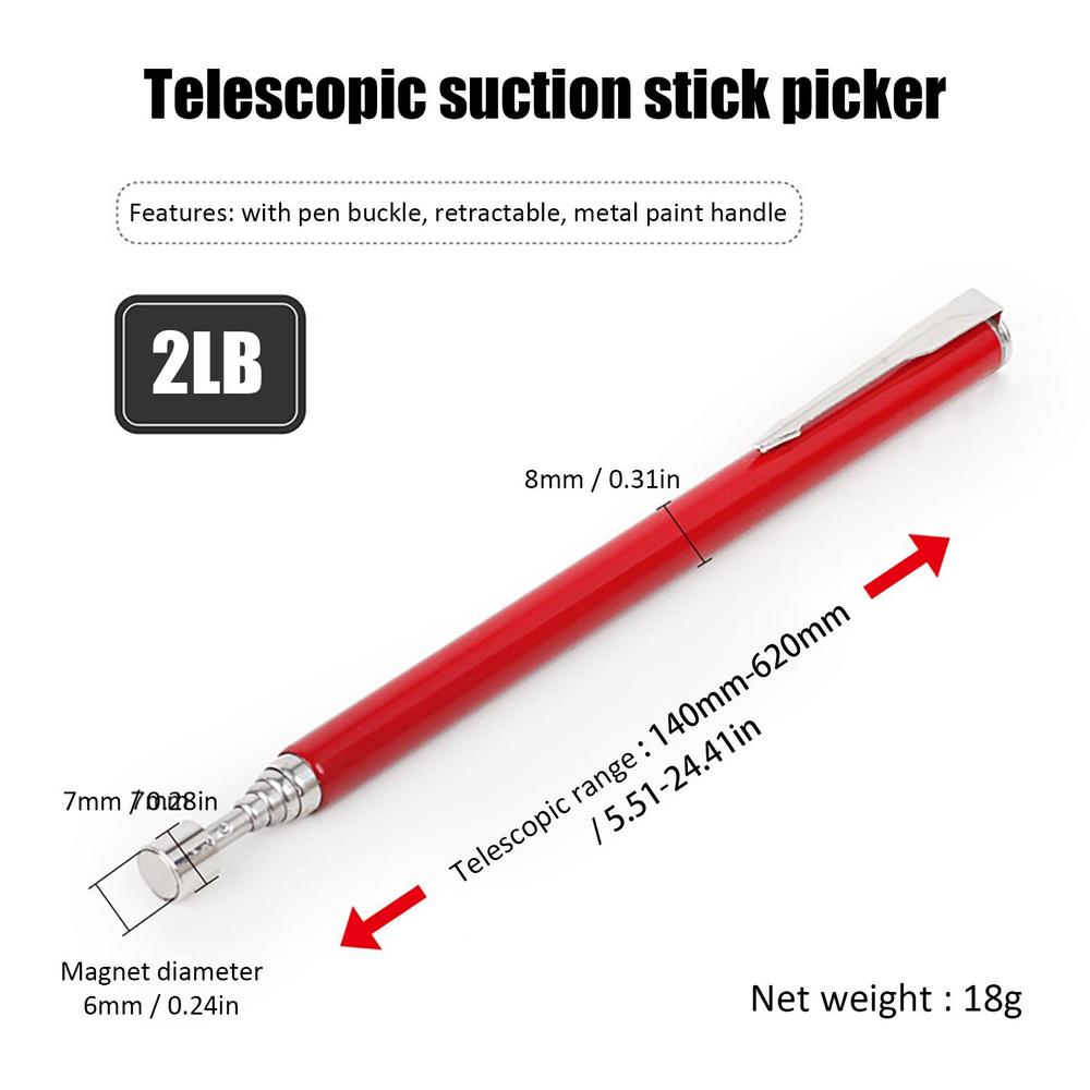 Инструмент для ремонта автомобиля Телескопический магнитный захват Инструменты со светодиодным фонариком Портативный карманный зажим Магнитный захват для ручки