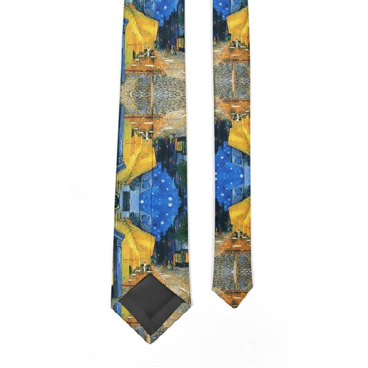 Fashionable Vintage  Oil Painting Print Tie For Men and Women Silk Fabric Comfortable Long Tie 13 Unique Patterns