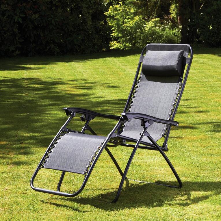 Folding Garden Lounger Armchair, Zero Gravity, Tourist, Graphite