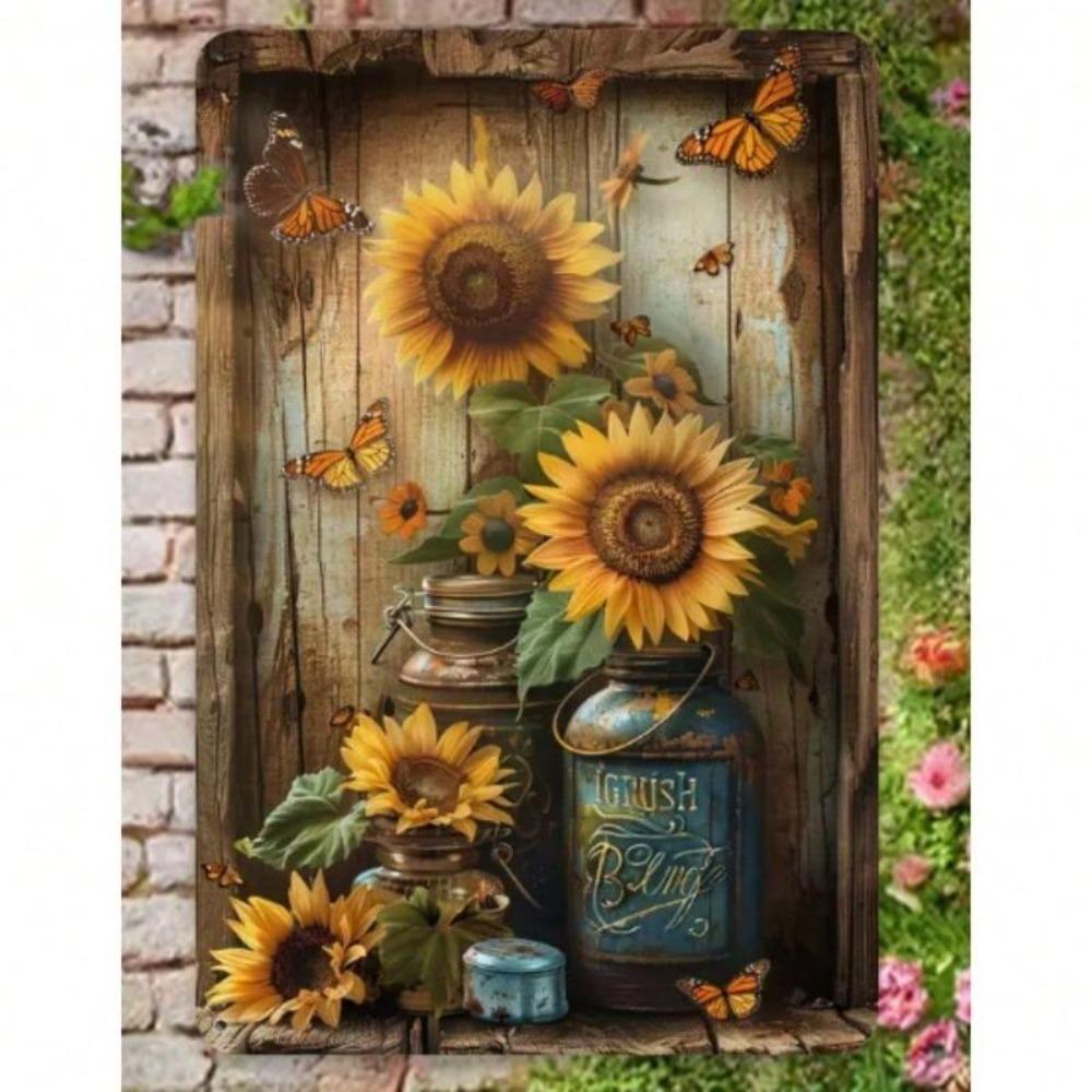 Metal Wall Art Sunflower Butterfly Decor Rustic Farmhouse Vintage Home Garden Kitchen
