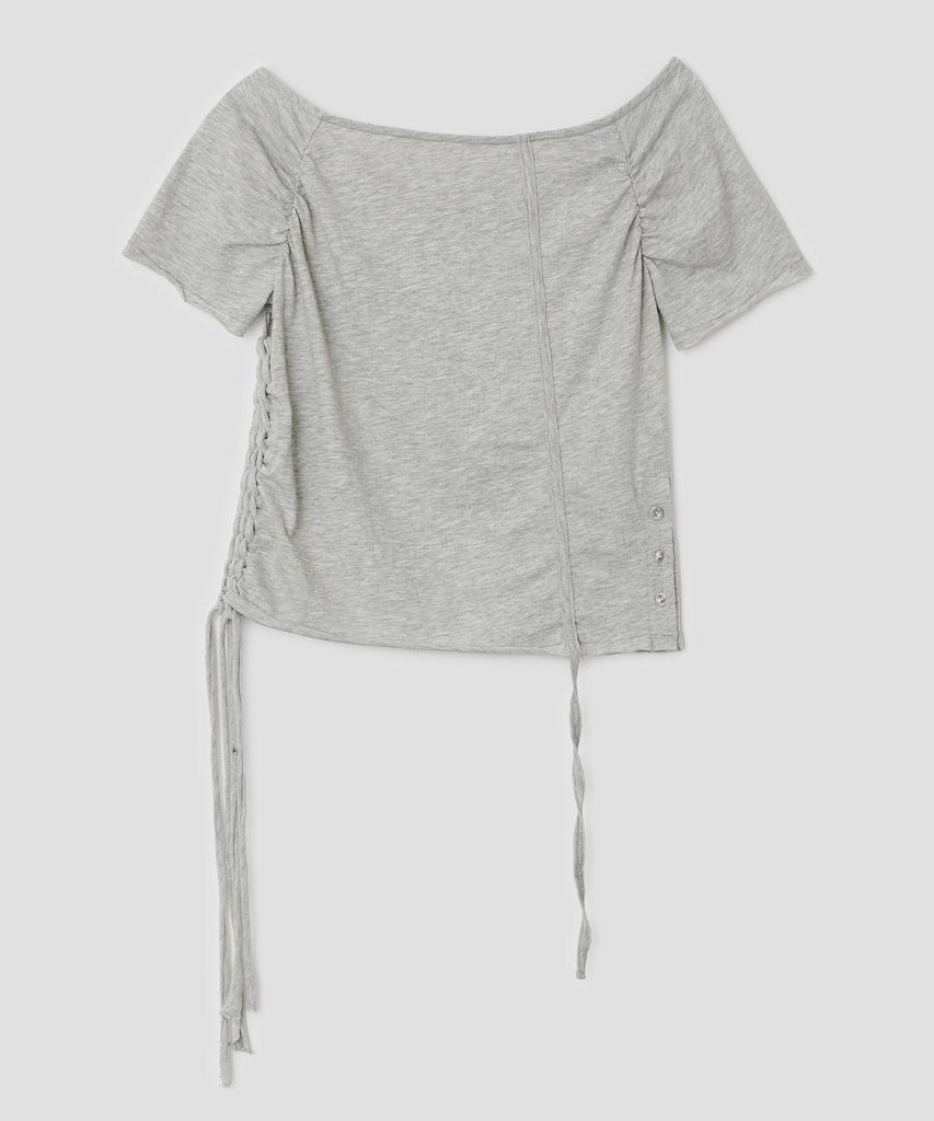 Taibseobiseu Braided Strap Side Button Top [Gray]