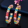 Prachtige Rainbow Glitter Hoepeloorbel voor Dames Kleurrijke Ovaal Geslepen Cubic Zirconia 18K Verguld Luxe Dames Sieraden Oorbellen