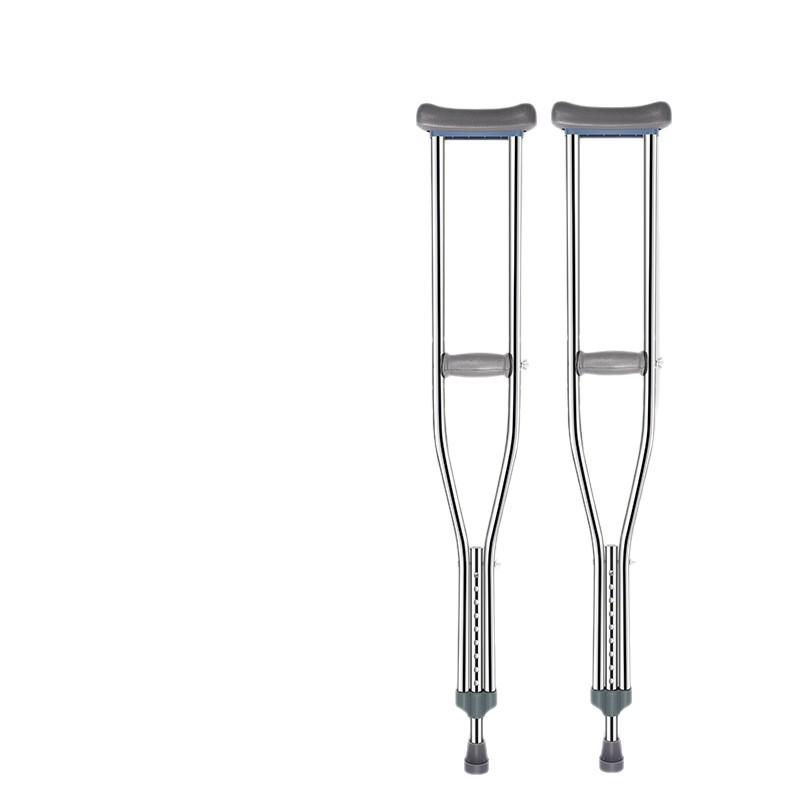 Adjustable Anti-Slip Stainless Steel Underarm Crutches - Medical Grade Double Crutches