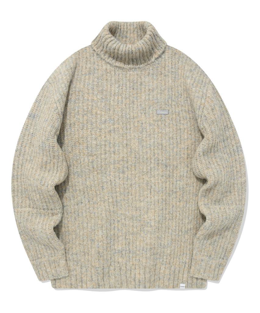 COVERNAT Multi-Color Turtleneck Knit Oatmeal