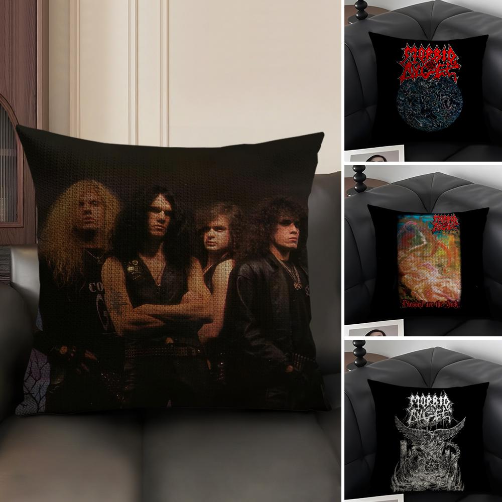 MMorbid AngelL Band Cushion Cover Natural Linen Organic Fabric DoubleSided Printing Sofa Home Decor Gift Pillow Case