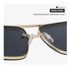 Double Bridge Metal Sunglasses Wood Grain Temple Gradient Lenses Summer Shades Square Frame Men's Driving Sun Glasses Unisex