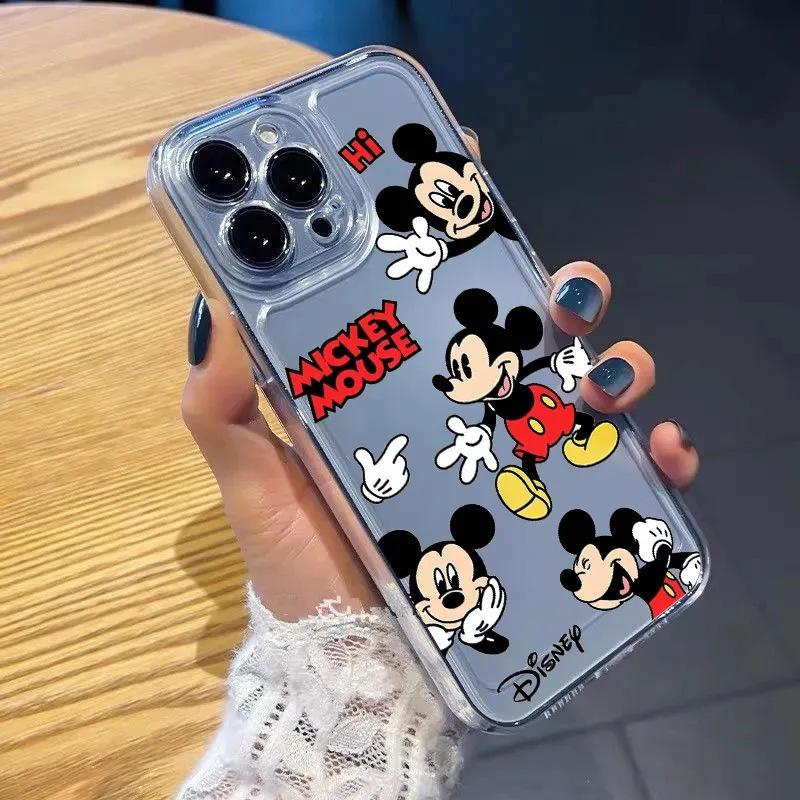 Mickey Cartoon Apple 15/14/13 Phone Case 14Promax Transparent 15Pro Soft Cute 11/12 All Inclusive
