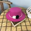 Elegant Retro British Hepburn Style French Pearl Chain Flower Wool Flat Felt Hat Fashion Women's Banquet Top Hat