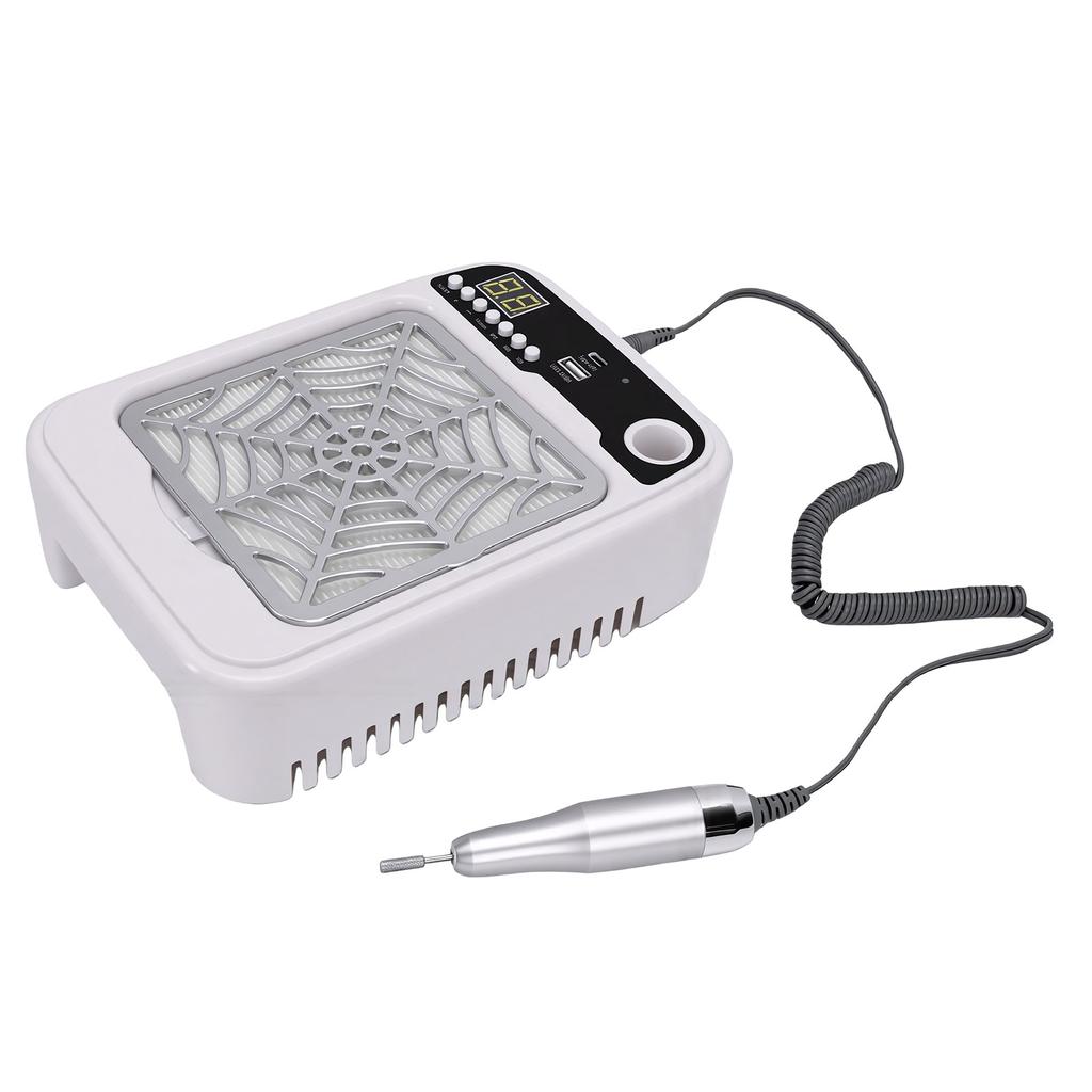 3 in 1 Nail Vacuum Cleaner with Drill Lamp, 35000 RPM 8 Speeds LED Display, for Professional Home Manicure