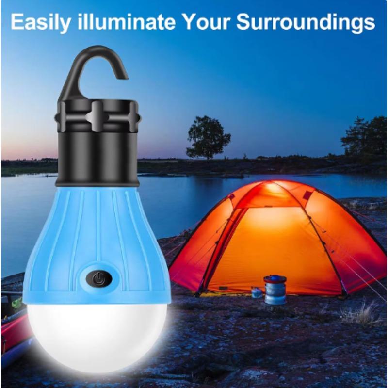 1PC Blue Portable 3LED Outdoor Hook Pendant Light – Ideal for Camping, Emergency & Night Use