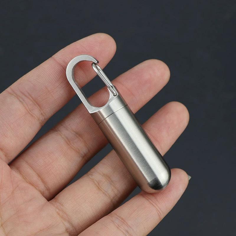 Compact Stainless Steel Waterproof Pill Box with Moisture-Proof Compartment