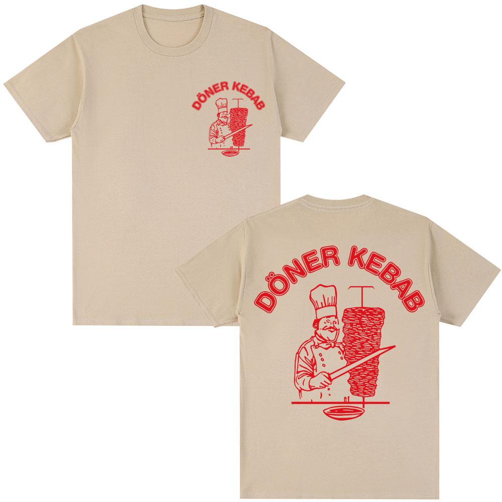 Sommer Hot Sale Döner Kebab Fun Bedrucktes Baumwoll-T-Shirt, Übergroßes Kurzarm-Shirt, Harajuku Gothic Stil, Unisex Streetwear