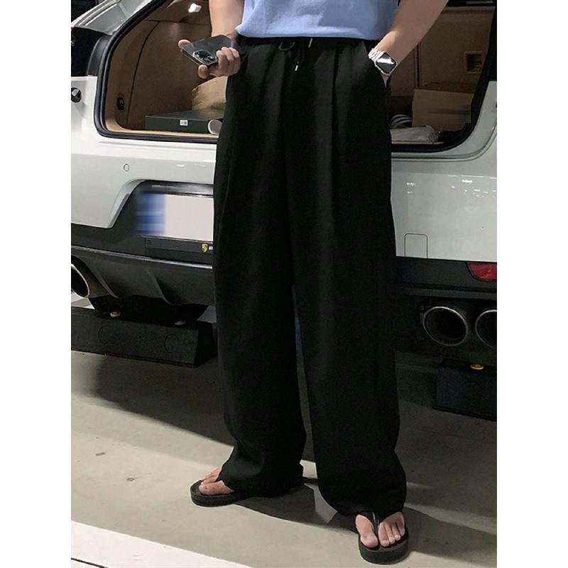 Men's wide-leg pants, new spring and autumn style, loose straight cut, drapey, versatile casual floor-length pants