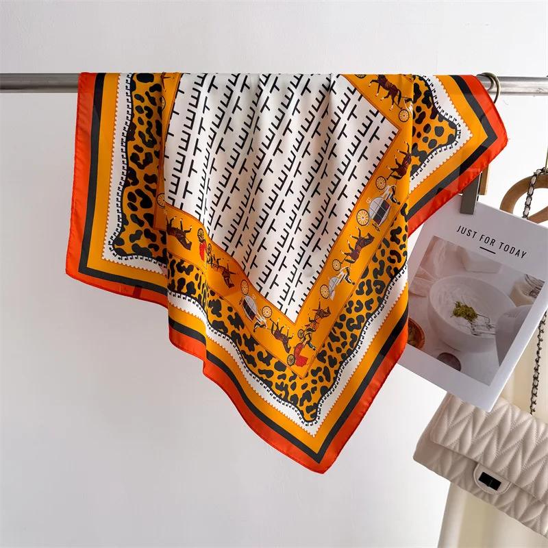 New landscape printed silk scarf square scarf high-end shawl professional versatile neck small square scarf headscarf women'