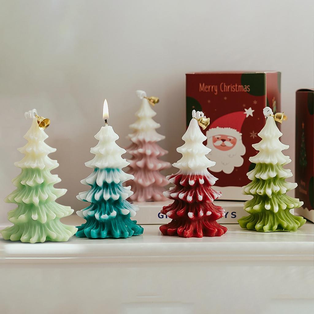 Christmas Tree Candle Frosted Scented Candle Two-tone Gradient Scented Candle, Christmas Tree Scented Candle Home Décor Gift