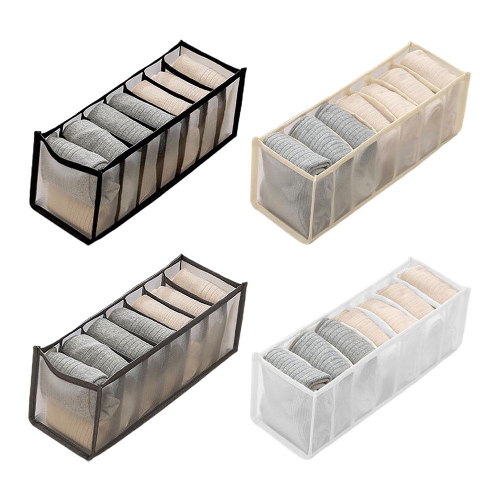 7 Grids Underwear Drawer Organizer Storage Box Pants Jeans Storage Box Drawers Socks Separation Organizer Pants Foldable Storage